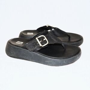 FitFlop F-Mode Shimmerlux Flatform Sandals size 7,  Two Bar Slide Sandals 7